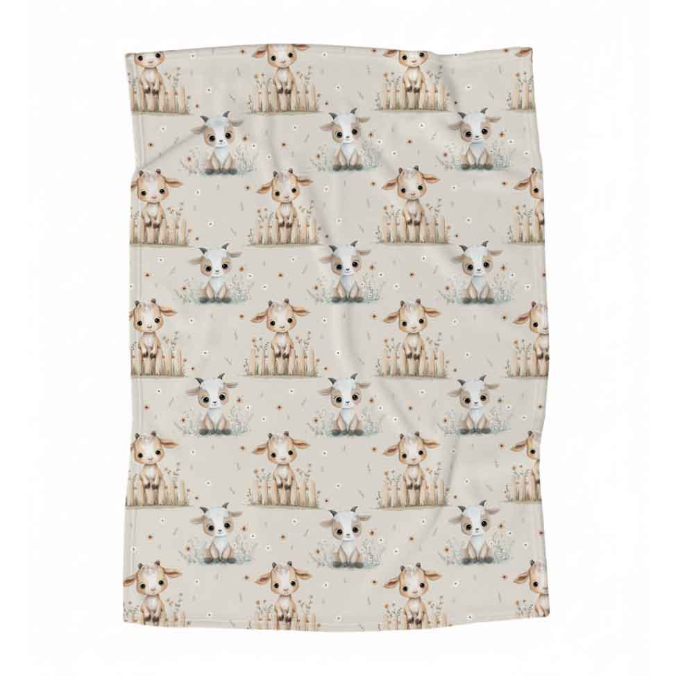 Couverture en minky | Chèvres et marguerites