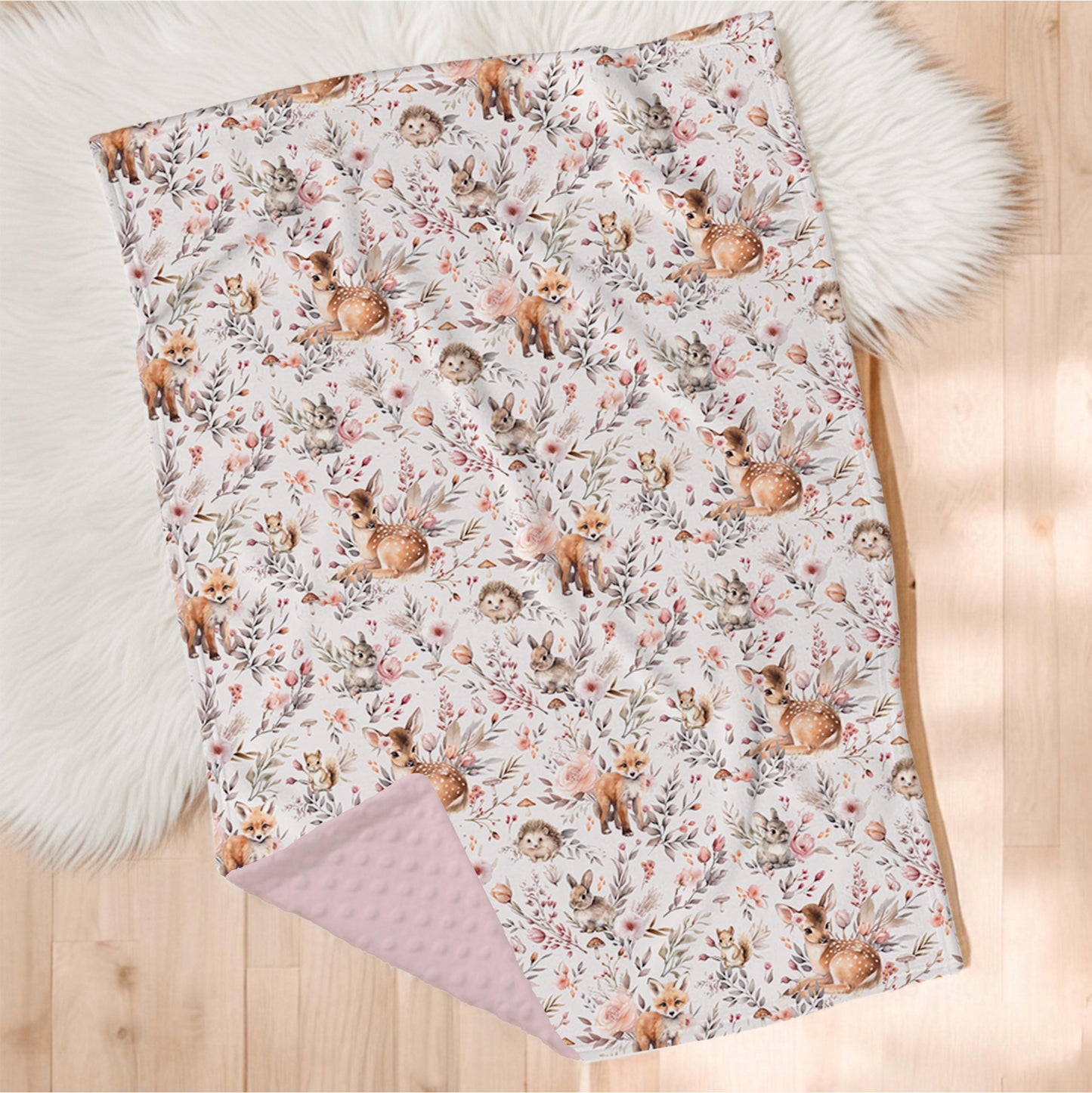 Couverture en minky | Forêt Rosée