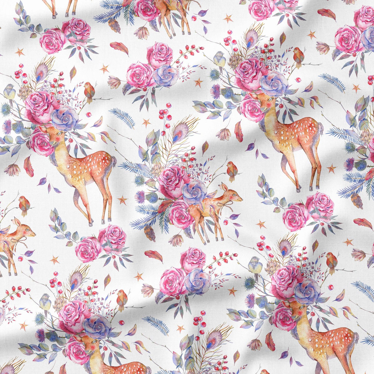 Banque de motif | Créez votre produit | Biche fleuri fond blanc