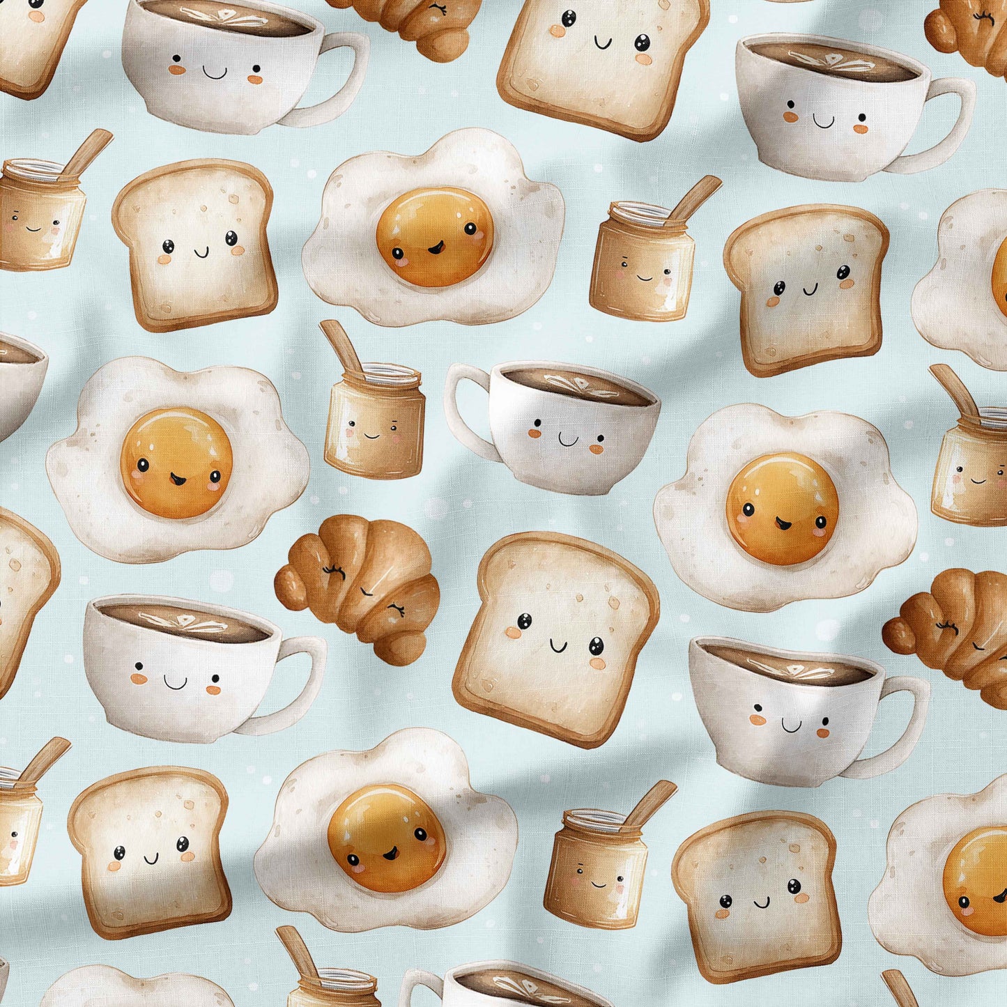 Banque de motif | Créez votre produit | Deux oeufs et rôties fond bleu