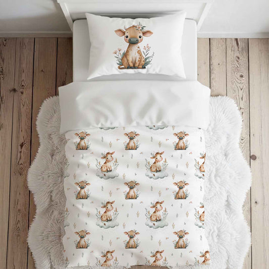 Literie pour lit simple | Marguerite la petite vache fond blanc