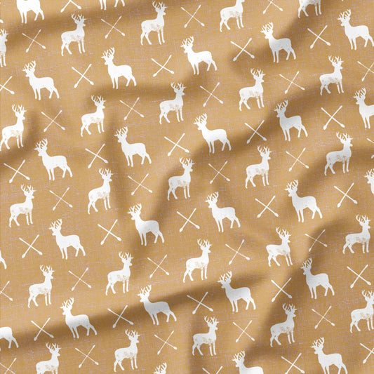 Banque de motif | Créez votre produit | Chevreuil aquarelle blanc moutarde