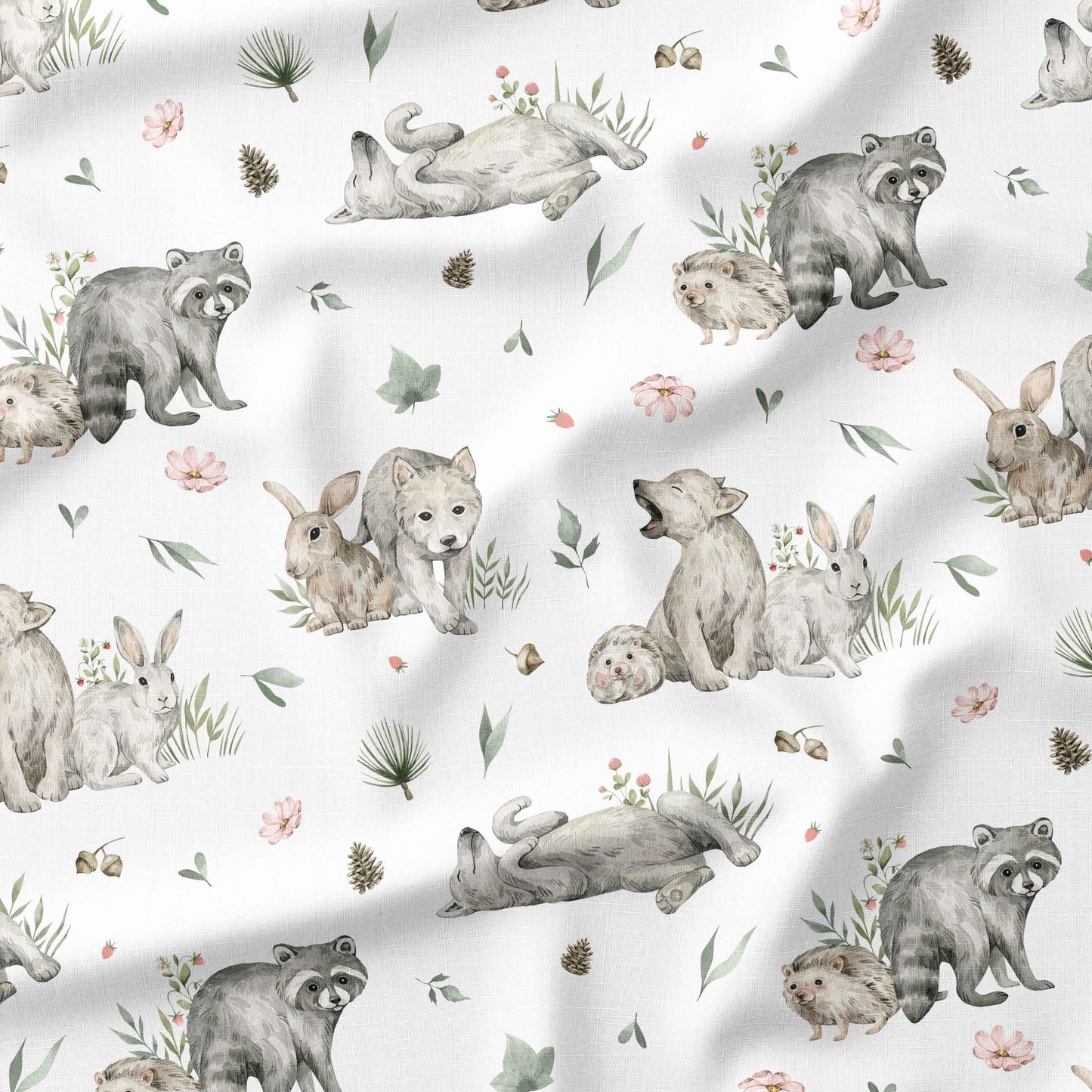 Banque de motif | Créez votre produit | Bébé loup rose et sauge