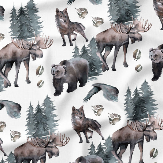 Banque de motif | Créez votre produit | Animaux de la forêt fond blanc