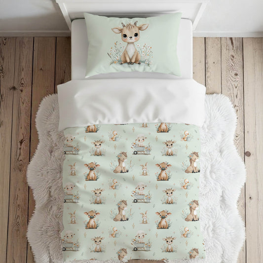 Literie pour lit simple | Ferme de rêve fond menthe