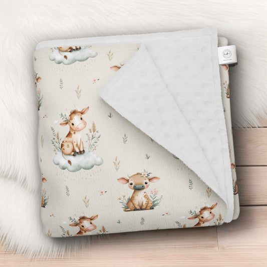 Couverture en minky | Marguerite la petite vache
