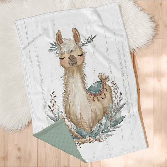 Couverture en minky | Lama bohème