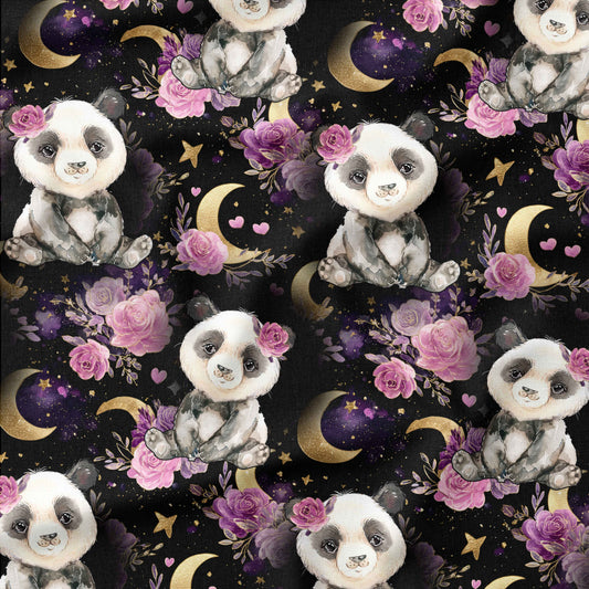 Banque de motif | Créez votre produit | Pandas mauves et fleurs