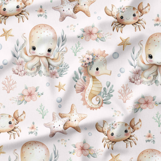 Banque de motif | Créez votre produit | Monde Marin fond rose