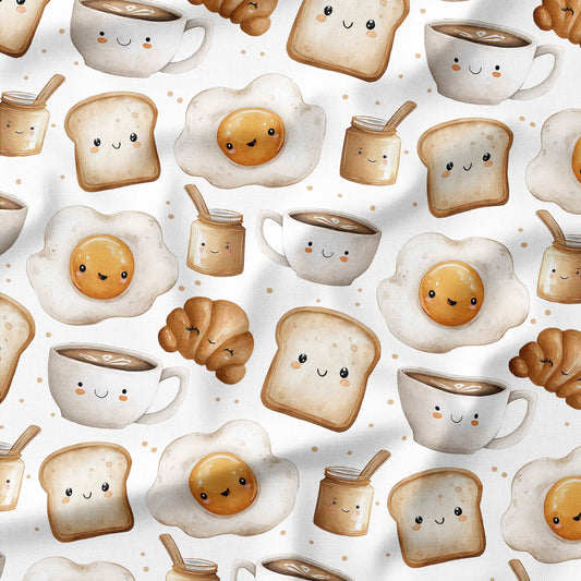 Banque de motif | Créez votre produit | Deux oeufs et rôties fond blanc