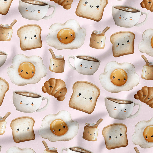 Banque de motif | Créez votre produit | Deux oeufs et rôties fond rose