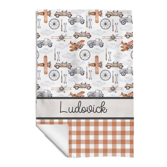 Serviette de plage personnalisée en microfibre | Aéroport prénom en bandes