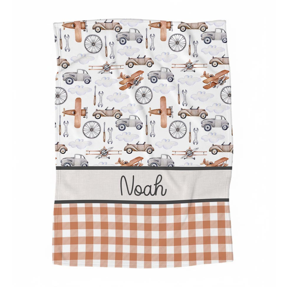 Couverture en minky personnalisée | Aéroport prénom en bandes