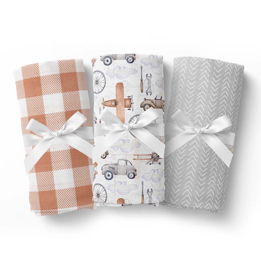 Ensemble de trois mousselines de bambou | Aéroport