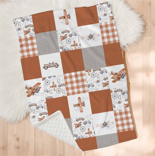 Couverture en minky | Aéroport Patchwork