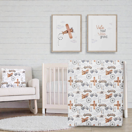 Ensemble de literie pour bassinette en minky | Aéroport