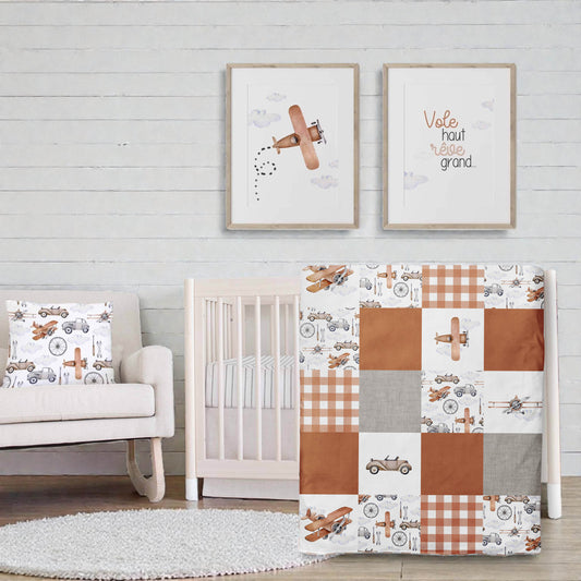 Ensemble de literie pour bassinette en minky | Aéroport Patchwork