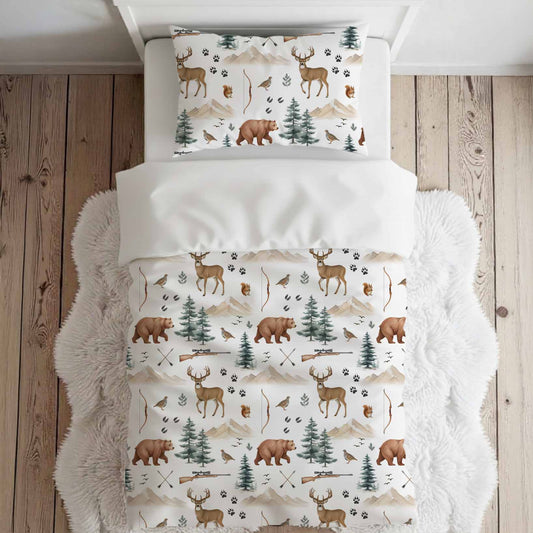 Literie pour lit simple | Partie de chasse fond blanc