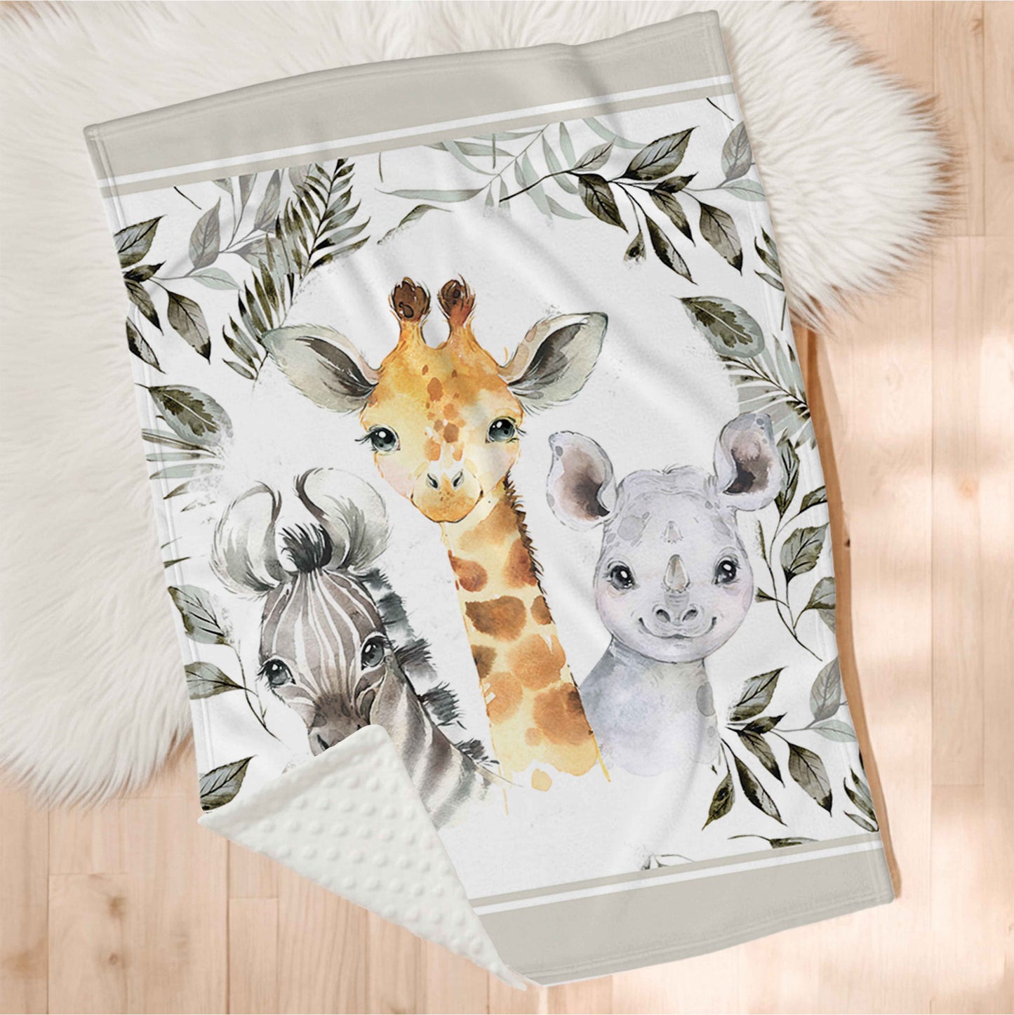 Couverture en minky | Feuillage exotique Girafe et cie