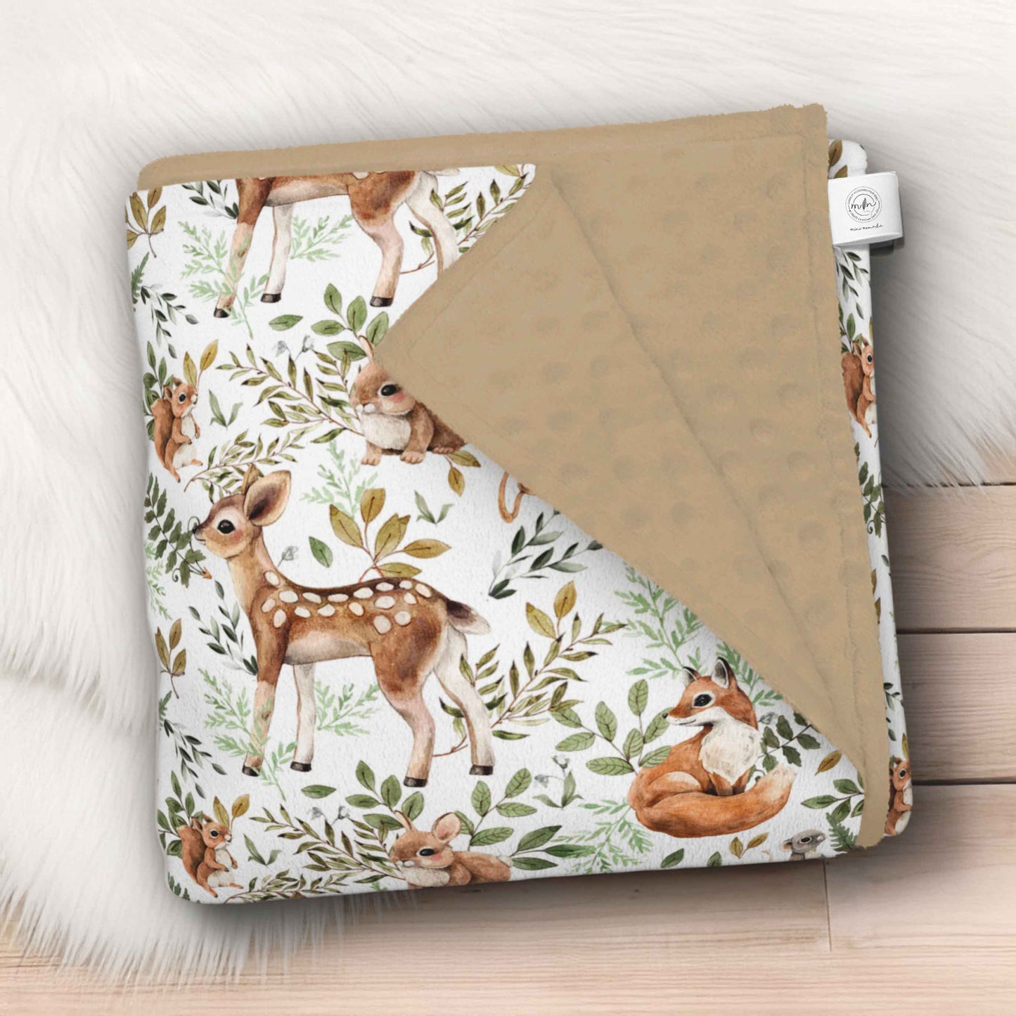 Couverture en minky | Forêt Enchantée fond blanc