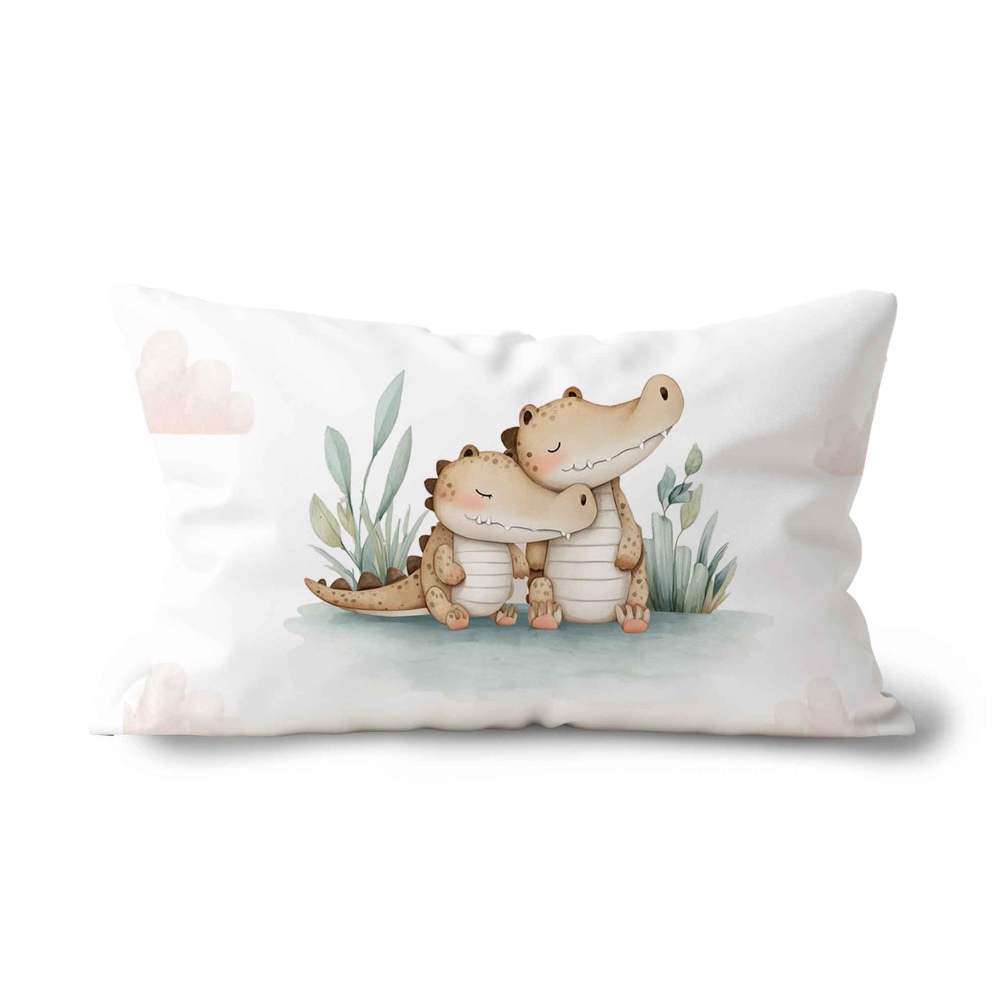 Couvre-oreiller standard | Câlins de crocos fond blanc