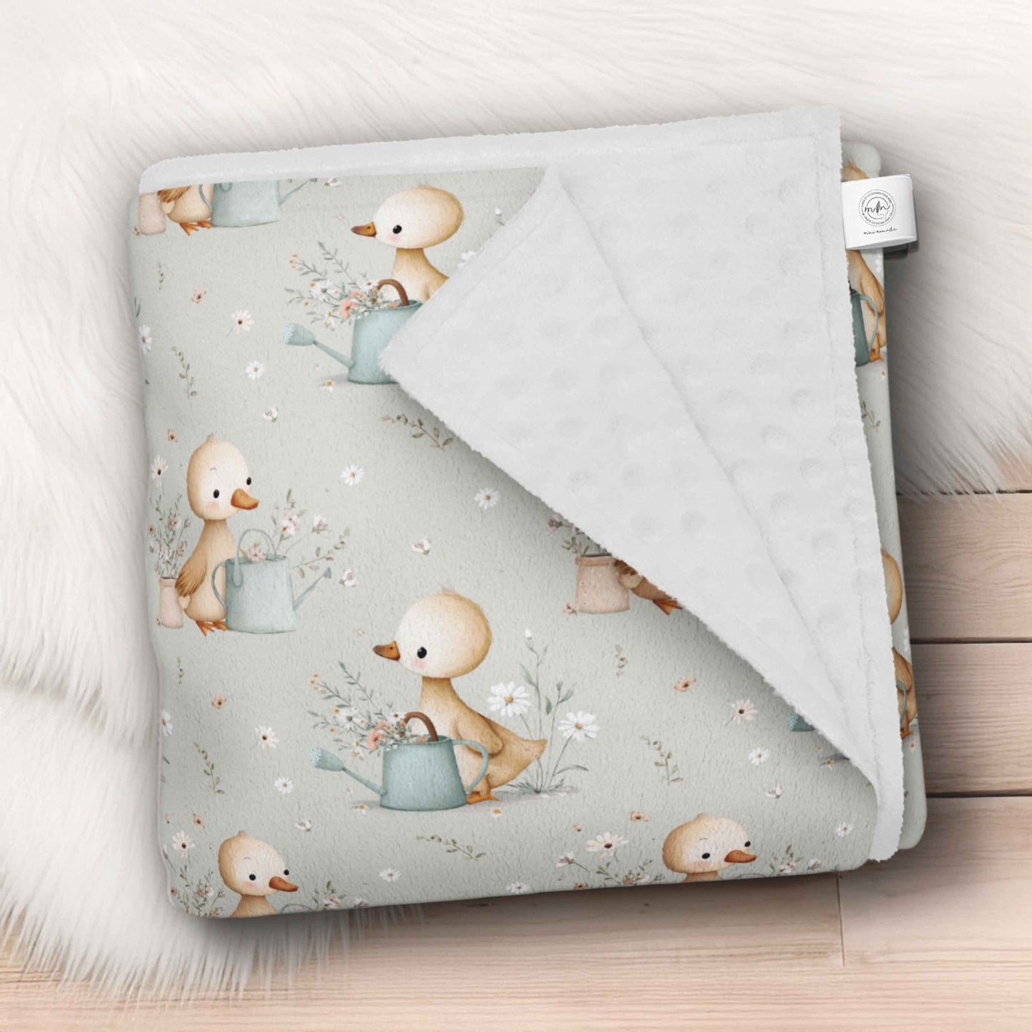 Couverture en minky | Cannetons marguerites
