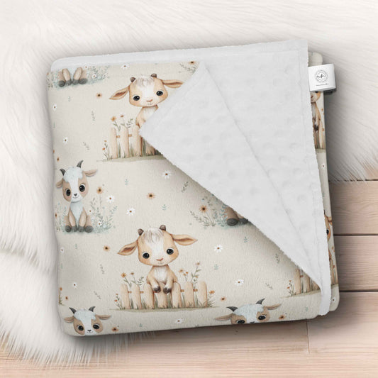Couverture en minky | Chèvres et marguerites