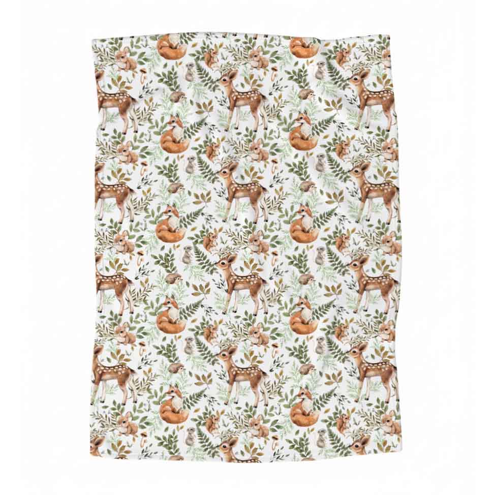 Couverture en minky | Forêt Enchantée fond blanc