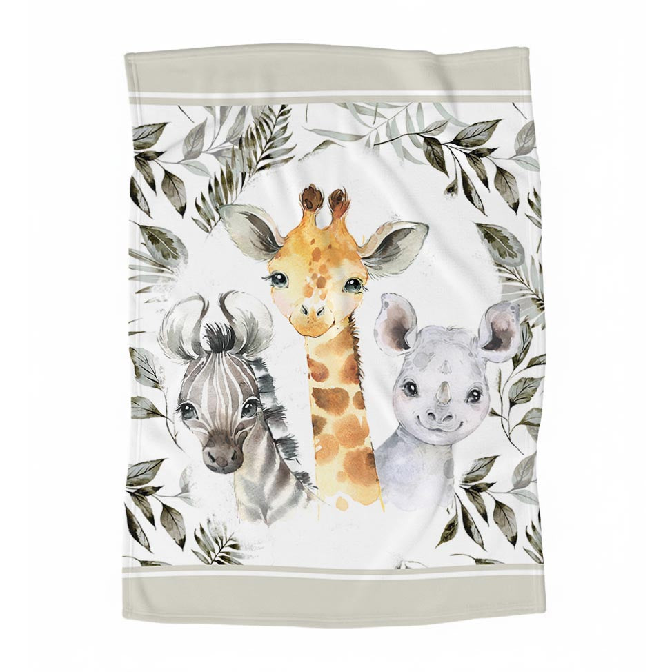 Couverture en minky | Feuillage exotique Girafe et cie