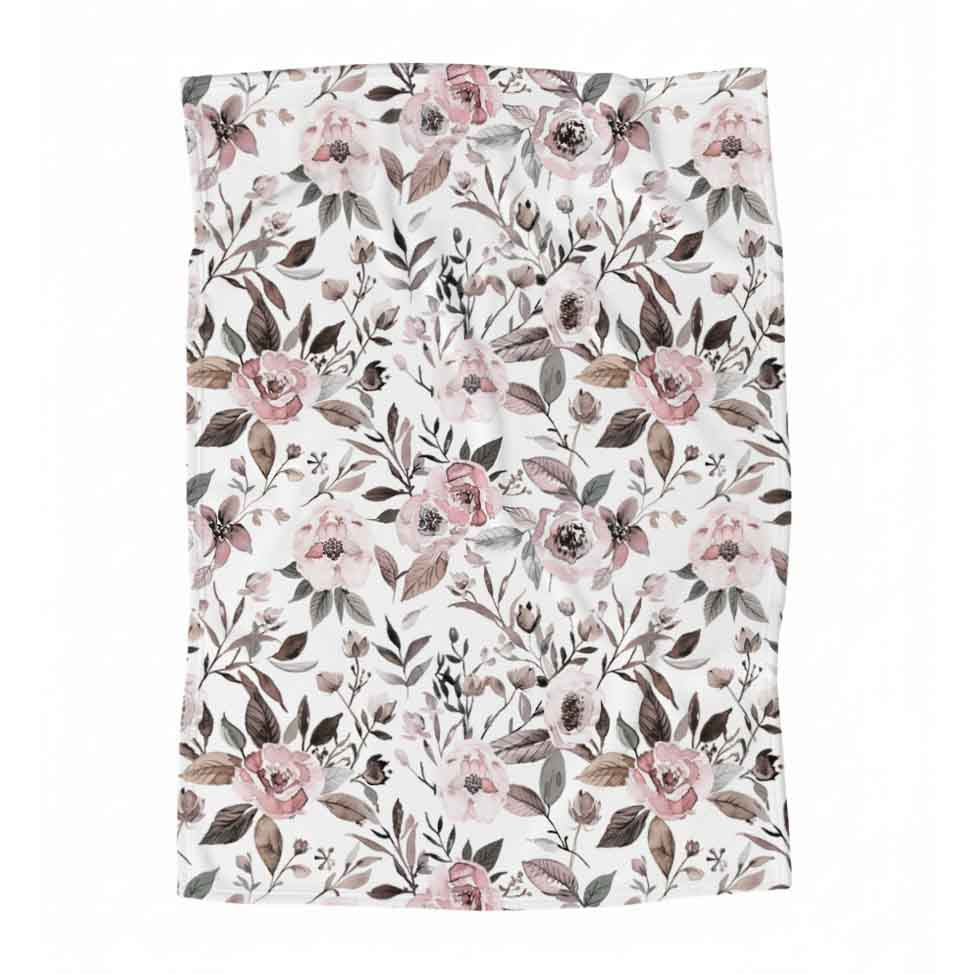 Couverture en minky | Fleuri blush pink