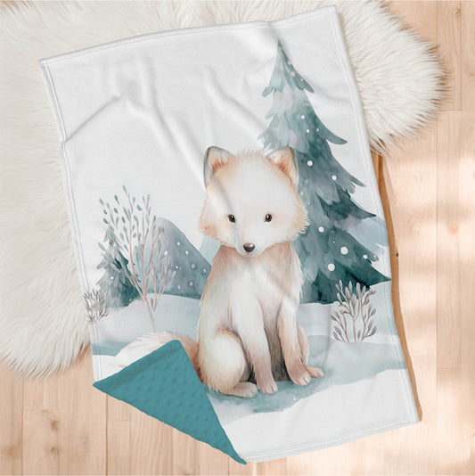 Couverture en minky | Renard blanc du nord
