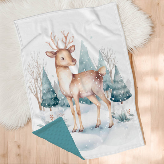 Couverture en minky | Caribou des Neiges