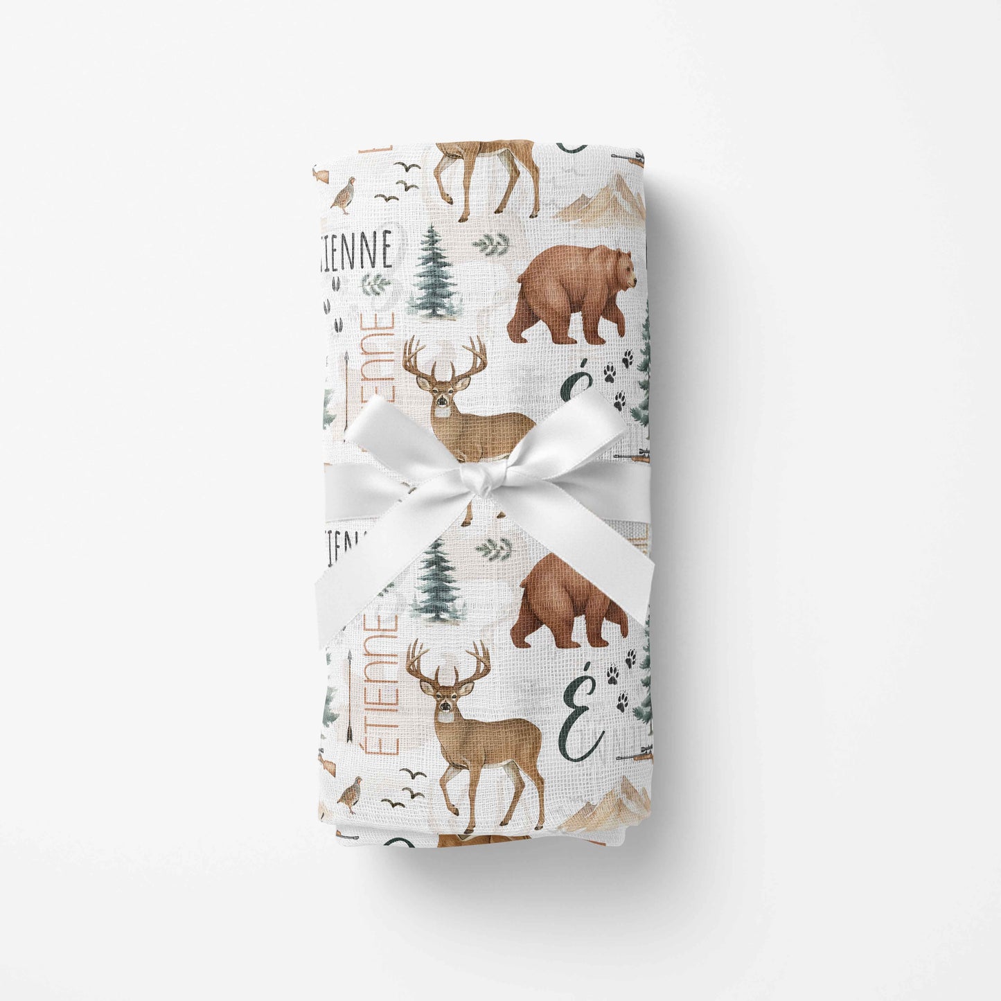 Couverture en mousseline de bambou | Partie de chasse prénom répétitif