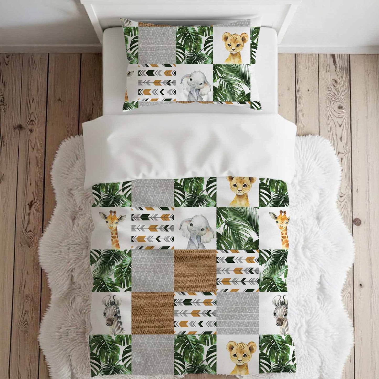 Literie pour lit simple | Safari Jungle Animaux d'Afrique Patchwork