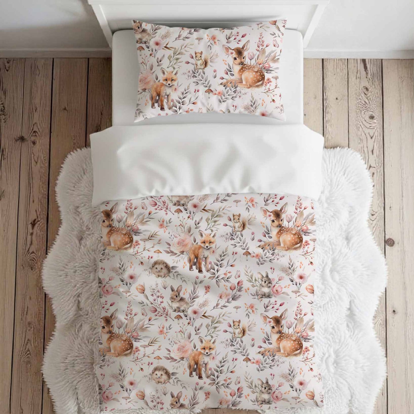 Literie pour lit simple | Forêt Rosée Gros motif