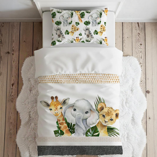 Literie pour lit simple | Safari Jungle Trio d'animaux en panneau