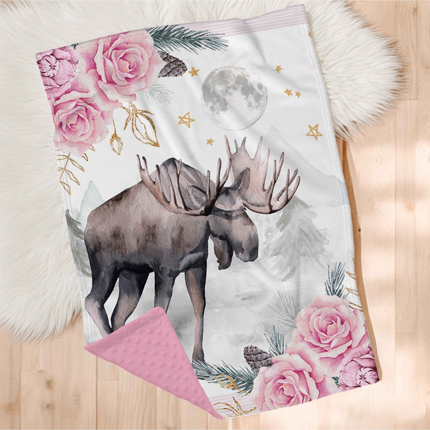 Couverture en minky | Princesse des bois clair de lune en panneau