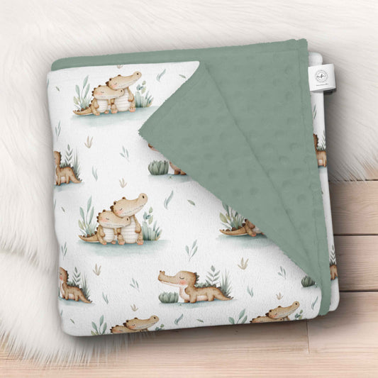 Couverture en minky | Câlins de crocos fond blanc