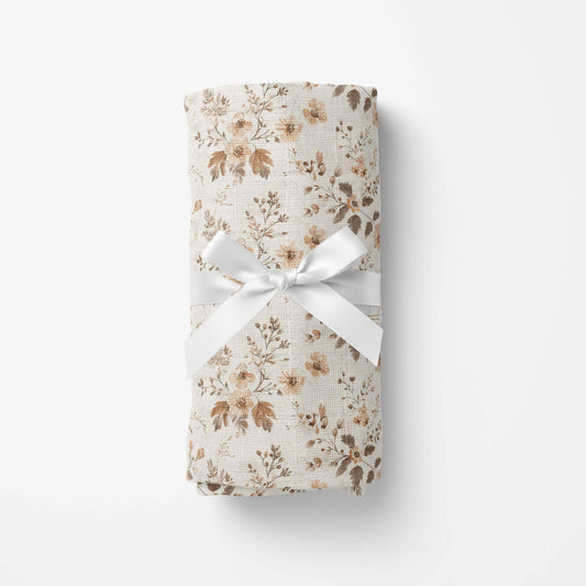 Couverture en mousseline de bambou | Fleurs Canelle