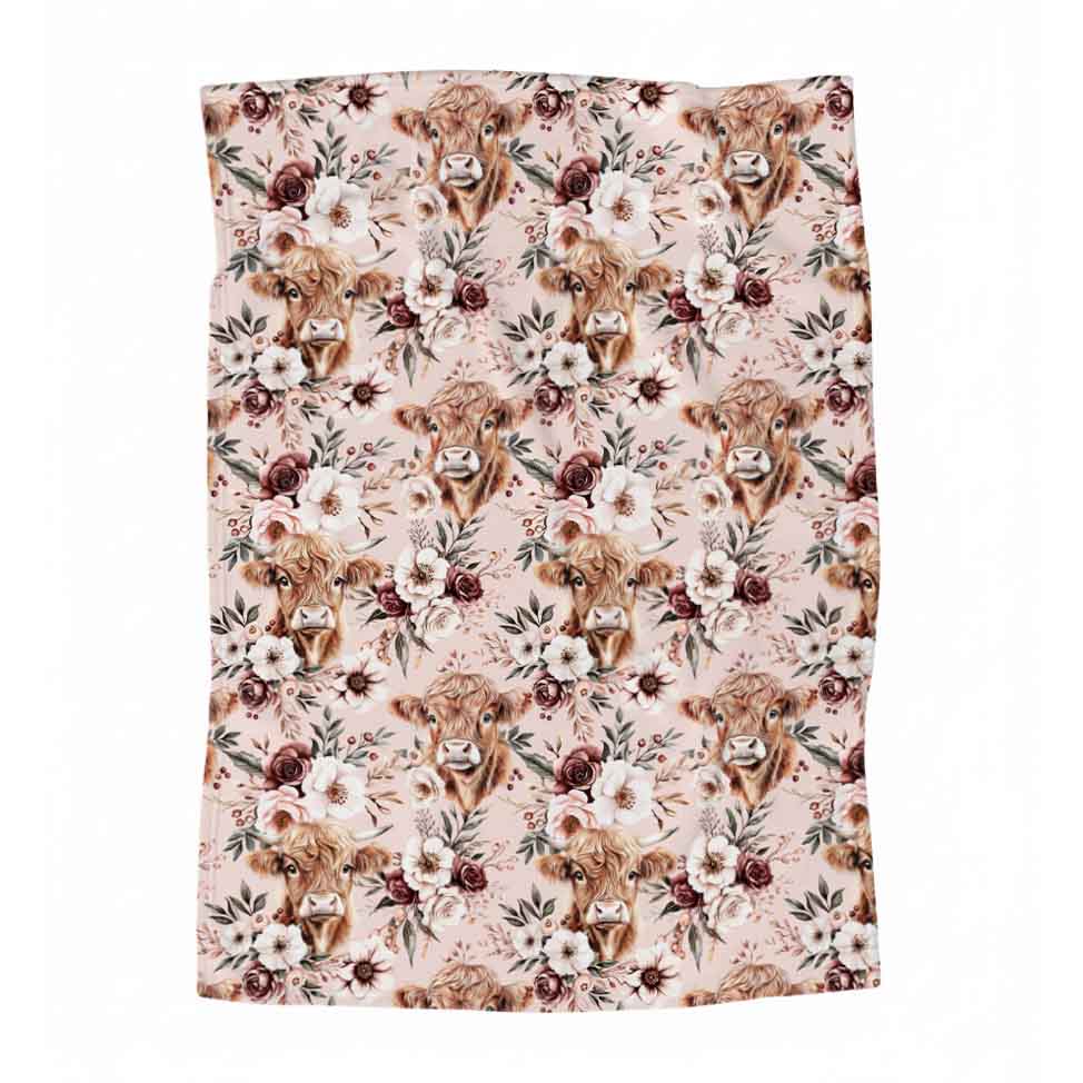 Couverture en minky | Vaches Mille et une fleurs