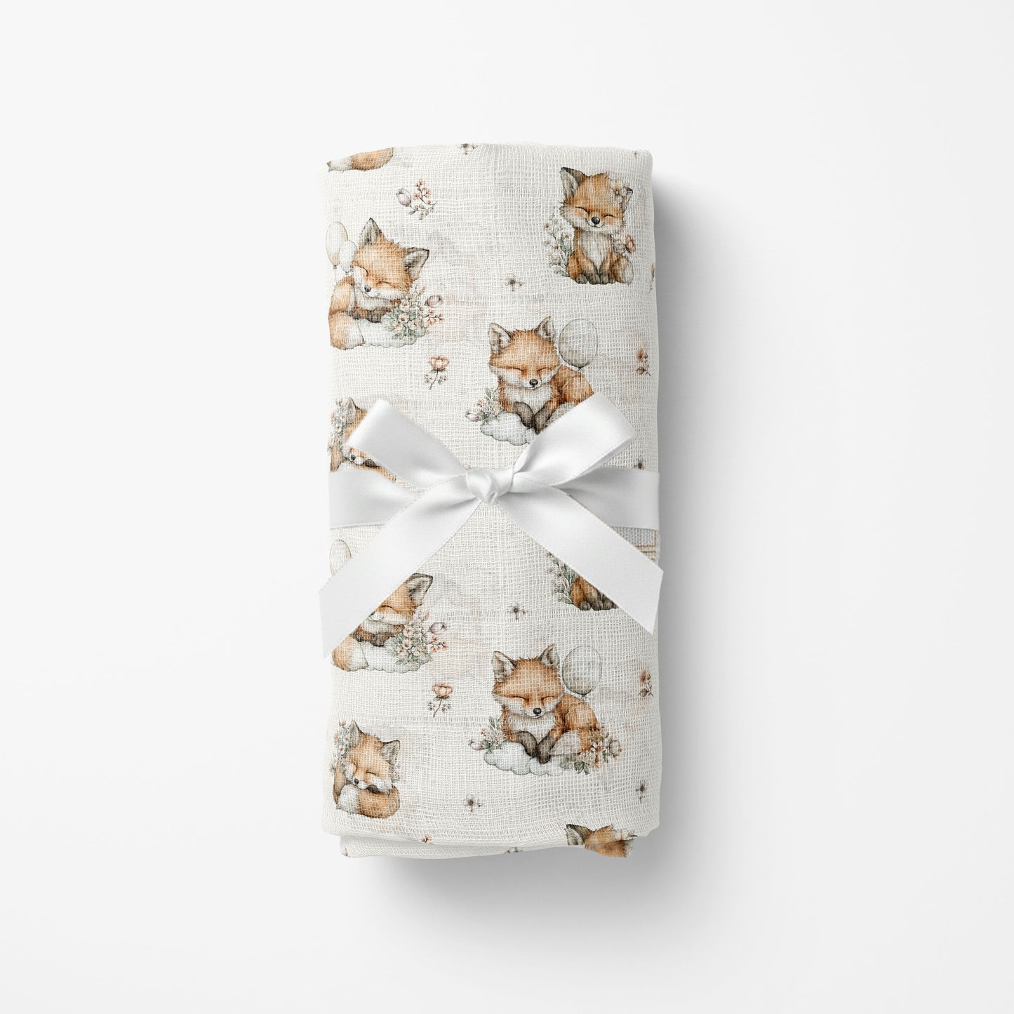 Couverture en mousseline de bambou | Petite renarde et ballons