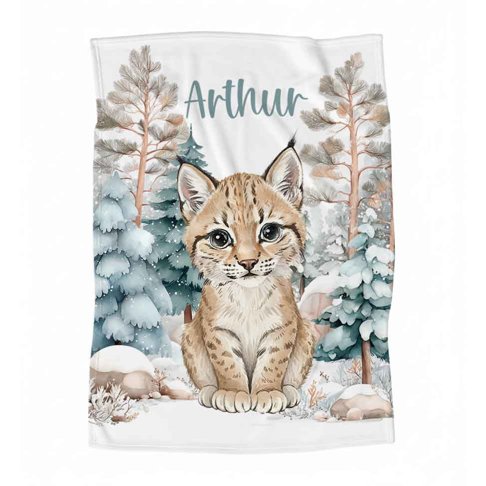 Couverture en minky personnalisée | Animal au choix | Forêt du Nord
