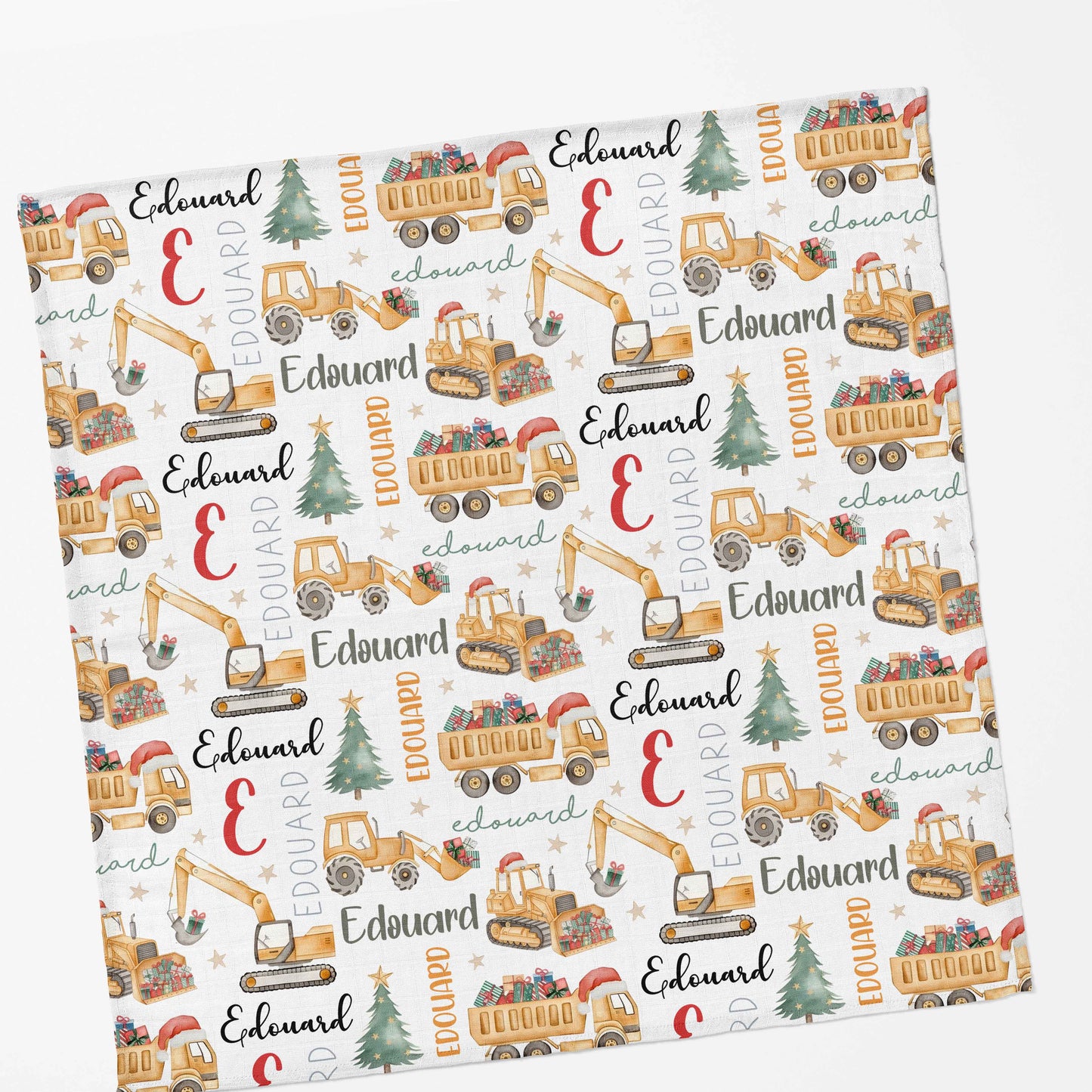 Couverture en mousseline de bambou | Machinerie de Noël prénom répétitif