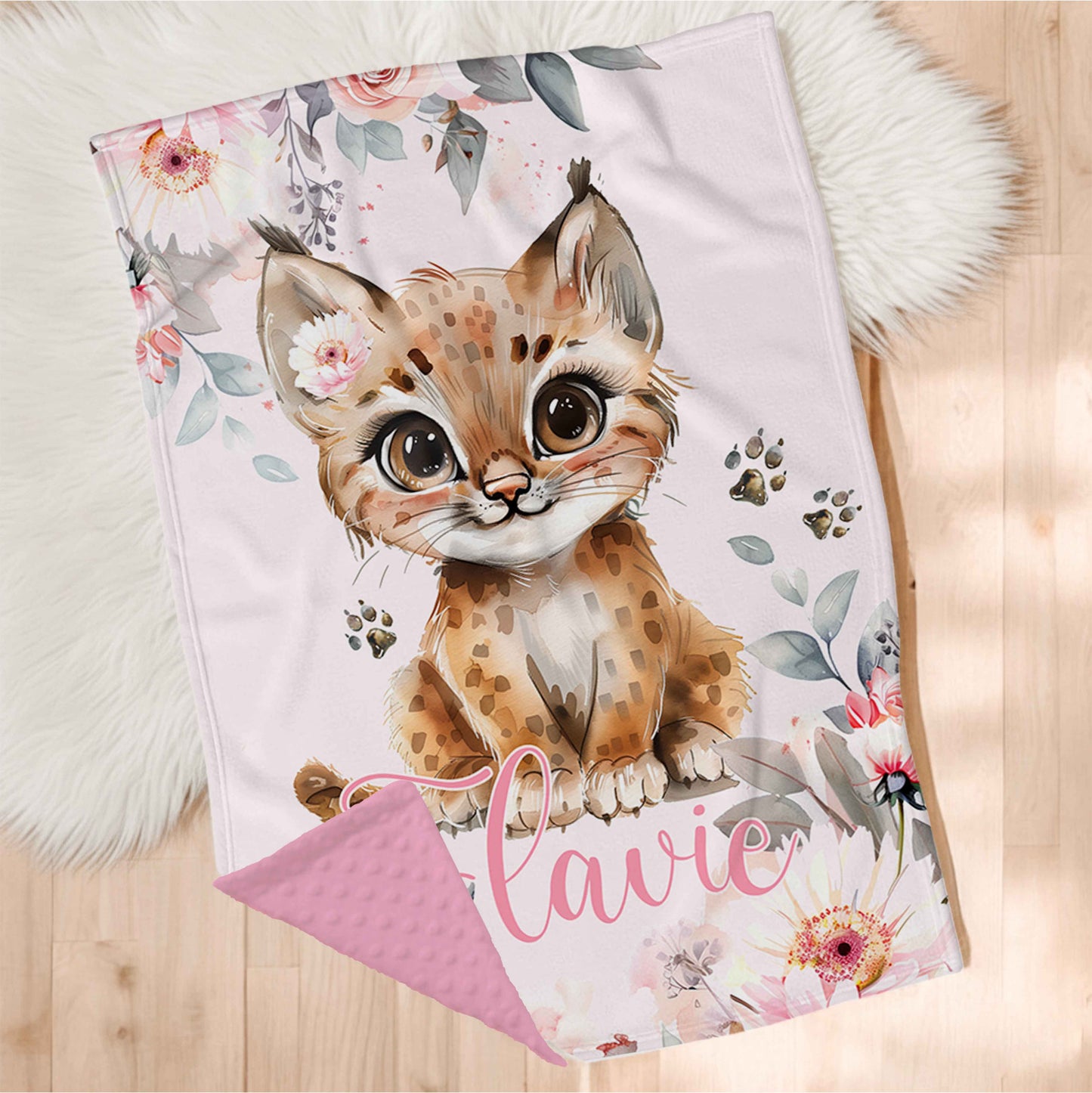 Couverture en minky personnalisée | Chaton Marguerite
