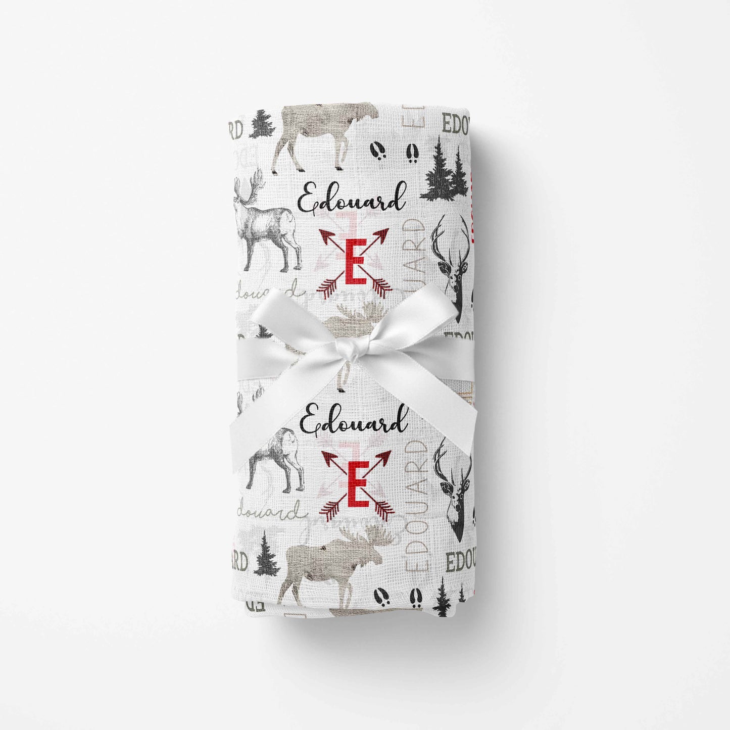 Couverture en mousseline de bambou | Chevreuil Lumberjack prénom répétitif