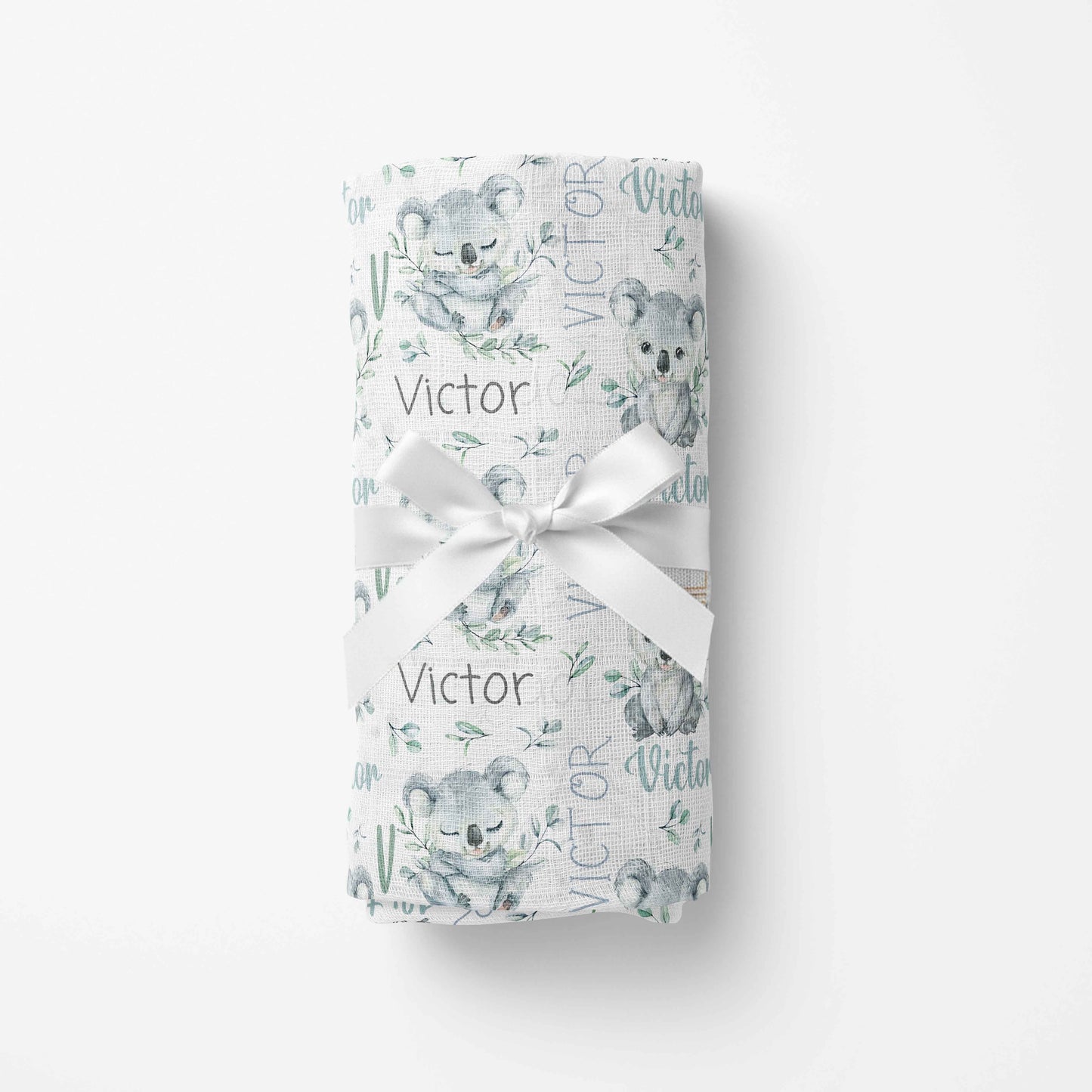 Couverture en mousseline de bambou | Koala eucalyptus prénom répétitif