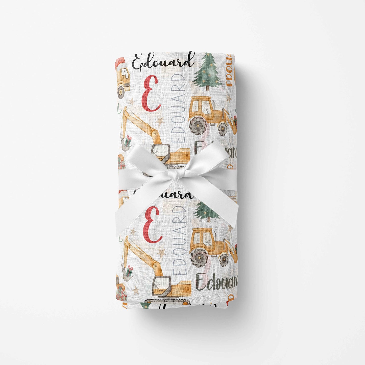 Couverture en mousseline de bambou | Machinerie de Noël prénom répétitif