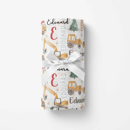 Couverture en mousseline de bambou | Machinerie de Noël prénom répétitif