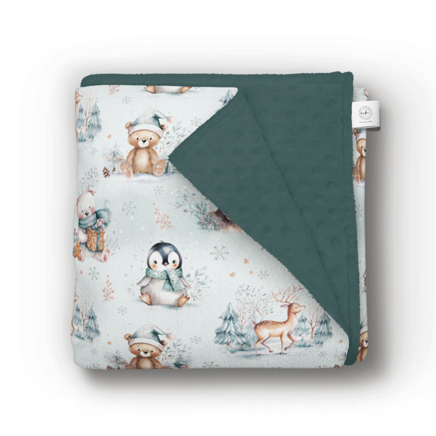 Doudou en minky | Animaux d'hiver bleutés