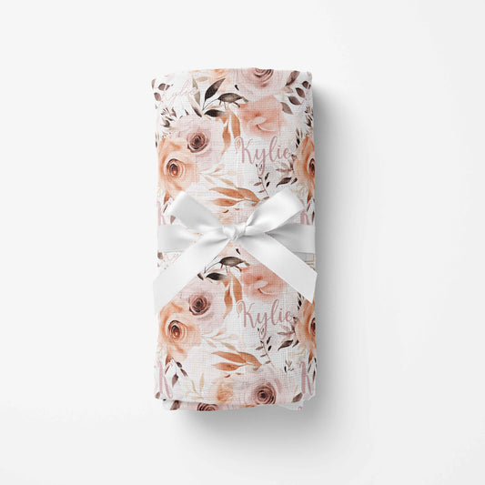 Couverture en mousseline de bambou | Fleurs Séchées prénom répétitif